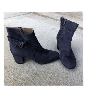 Blue Suede Ankle Boots